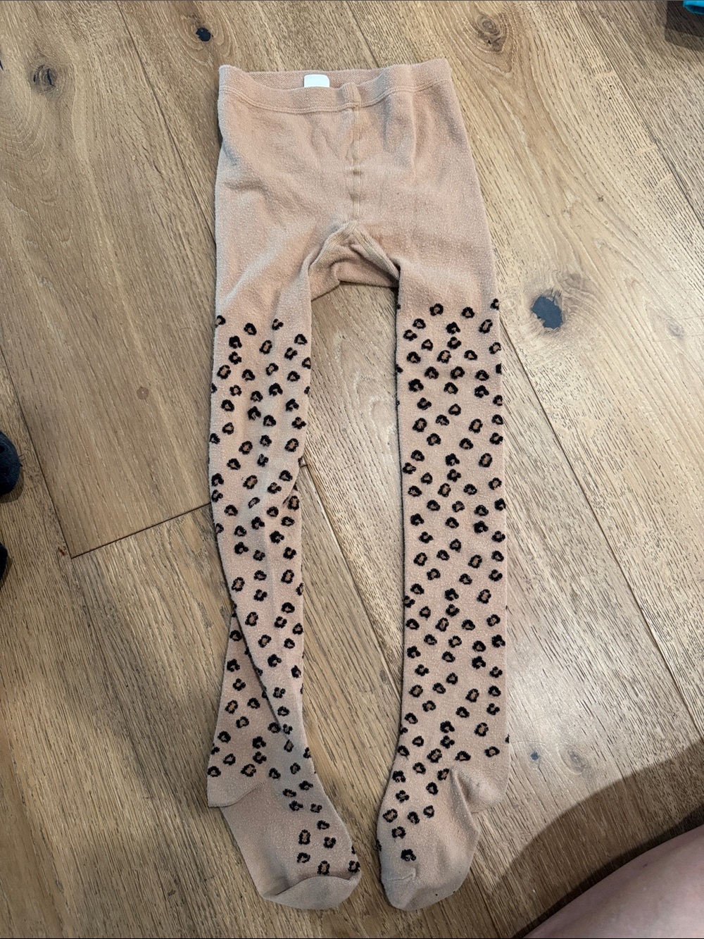 GAP Beige Tights with Black Leopard Spots